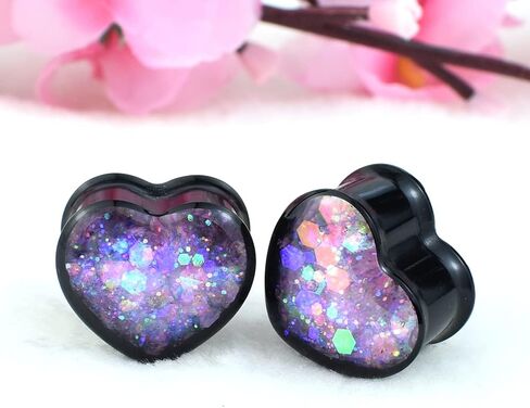 6mm to 30mm 12Pcs/6pair Heart Ear Gauge Tunnels Plugs Gauges for Ears Body Jewelry in Kuwait