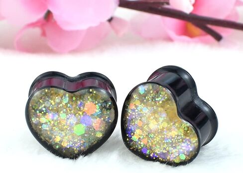 6mm to 30mm 12Pcs/6pair Heart Ear Gauge Tunnels Plugs Gauges for Ears Body Jewelry in Kuwait