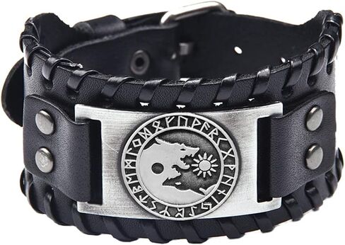 TURTLEDOVE Yin Yang Wolf Bracelet - Norse Viking Runes Amulet - Celtic Pagan Jewelry of Talisman in Saudi Arabia