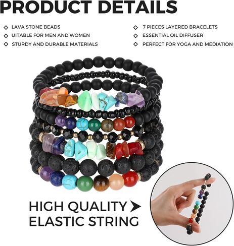 Bohemian Natural Stone Beaded Bracelets for Women Girls Stackable Stretch Beads Bracelet Set with Charm and Tassel Multilayered Elastic Gemstone Bracelets Summer Beach Boho Jewelry Gift for Women Men in Saudi Arabia