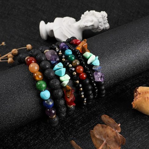 Bohemian Natural Stone Beaded Bracelets for Women Girls Stackable Stretch Beads Bracelet Set with Charm and Tassel Multilayered Elastic Gemstone Bracelets Summer Beach Boho Jewelry Gift for Women Men in Saudi Arabia