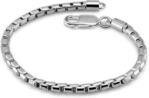 Men 925 Sterling Silver Bracelet Fashion Italy 5MM Square Rolo Link Round Box Chain Boy Bangle 6.5 "7" 7.5 "8" 8.5"9" Fine Cuff Jewelry Gift in Saudi Arabia