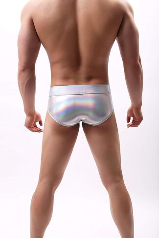 Swbreety Men's Shiny Metallic Mini Boxer Briefs Performance Trunks Underpants in Saudi Arabia