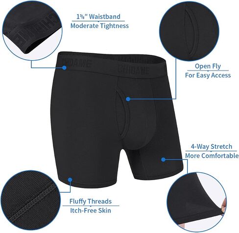 Chidame Men's Underwear Luxe Micro Modal Boxer Briefs Open Fly 3 Pack in Kuwait