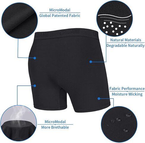 Chidame Men's Underwear Luxe Micro Modal Boxer Briefs Open Fly 3 Pack in Kuwait