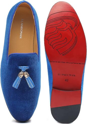 ELANROMAN Men's Loafers Tassels Penny Slip-On Luxury Wedding Shoes in Kuwait