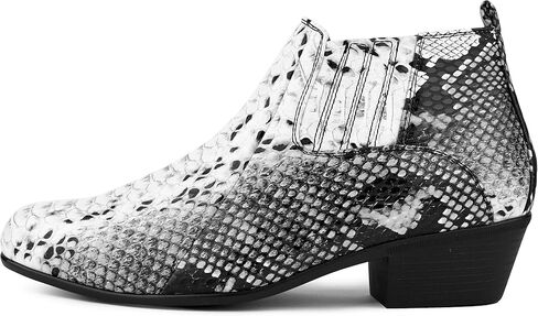 Bolano Adder Mens Dress Boots - Realistic Snake Print, Easy Zipper Slip On Ankle Boots in Kuwait
