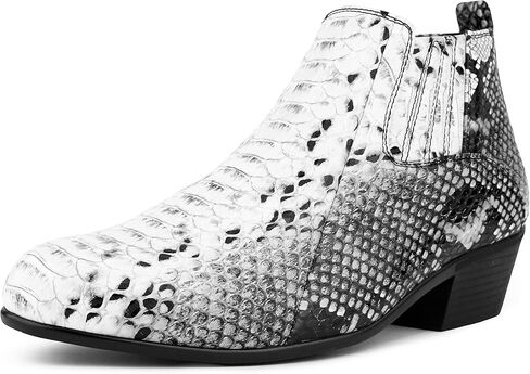 Bolano Adder Mens Dress Boots - Realistic Snake Print, Easy Zipper Slip On Ankle Boots in Kuwait