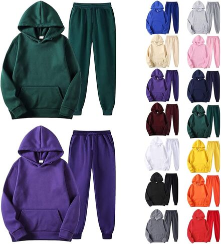 ZHUER Mens Tracksuit 2 Piece Outfits Set Long Sleeve Hoodies and Sweatpants Set Fall Winter Casual Jogger Sweatsuits in Kuwait