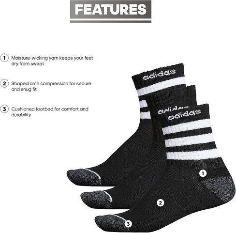 adidas Men's 3-Stripe High Quarter Socks (3-Pair) in Saudi Arabia