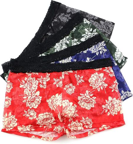 Swbreety Men's Boxers Briefs Printed Flower Sexy Lace Waistband Underwear in Saudi Arabia