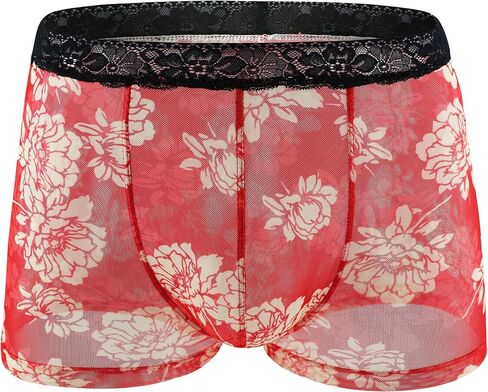Swbreety Men's Boxers Briefs Printed Flower Sexy Lace Waistband Underwear in Saudi Arabia