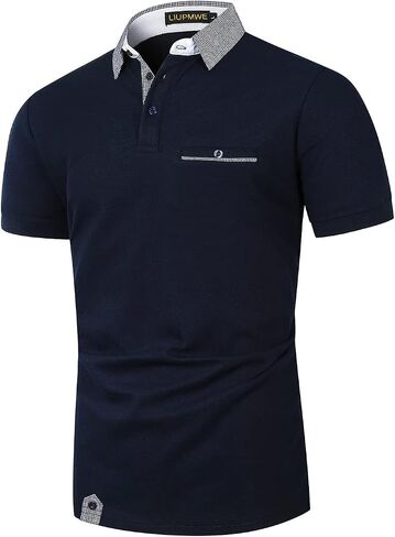 LIUPMWE Polo Shirts for Men with Pocket Elegante Plaided Short Sleeve Cotton T Shirts Golf Shirt in Saudi Arabia