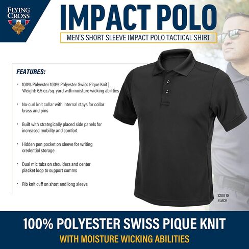 Flying Cross Men's Law Enforcement Polo Shirt Short Sleeve, Police Uniform, Tactical, Fire Department, Public Safety Officer in Saudi Arabia