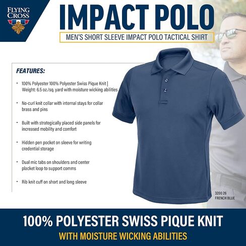 Flying Cross Men's Law Enforcement Polo Shirt Short Sleeve, Police Uniform, Tactical, Fire Department, Public Safety Officer in Saudi Arabia