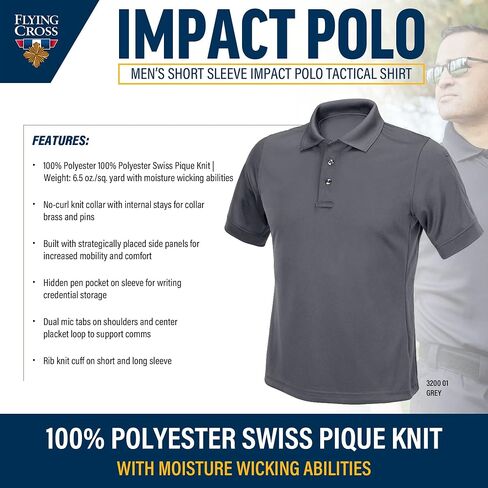 Flying Cross Men's Law Enforcement Polo Shirt Short Sleeve, Police Uniform, Tactical, Fire Department, Public Safety Officer in Saudi Arabia