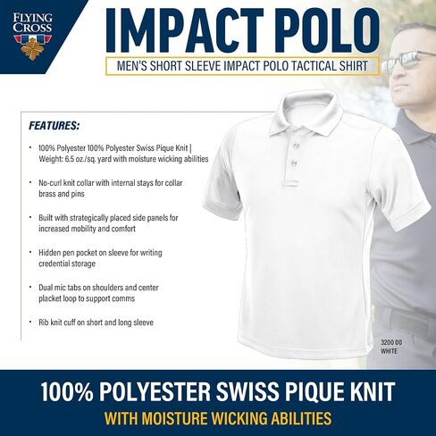 Flying Cross Men's Law Enforcement Polo Shirt Short Sleeve, Police Uniform, Tactical, Fire Department, Public Safety Officer in Saudi Arabia