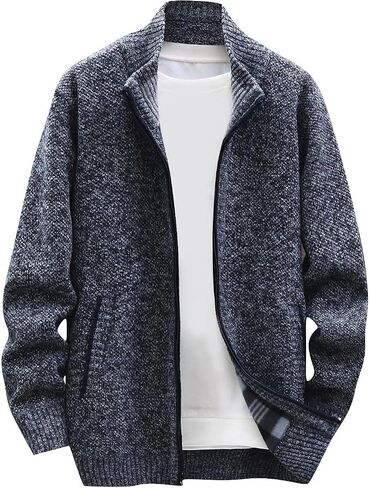 Ymosrh Winter Jackets for Men and Men's Fashion Loose Cardigan Warm Lapel Hooded Jacket Sweater Waterproof Jackets in Kuwait
