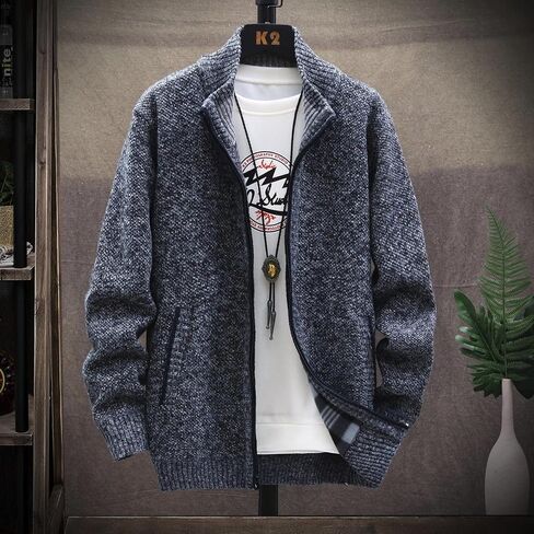 Ymosrh Winter Jackets for Men and Men's Fashion Loose Cardigan Warm Lapel Hooded Jacket Sweater Waterproof Jackets in Kuwait