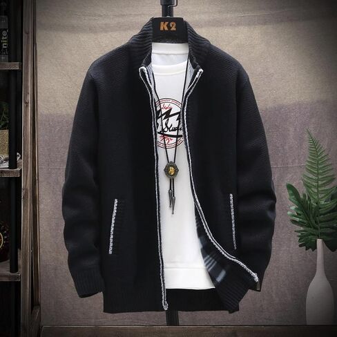 Ymosrh Winter Jackets for Men and Men's Fashion Loose Cardigan Warm Lapel Hooded Jacket Sweater Waterproof Jackets in Kuwait