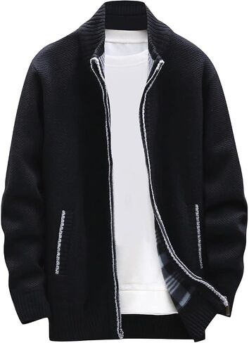 Ymosrh Winter Jackets for Men and Men's Fashion Loose Cardigan Warm Lapel Hooded Jacket Sweater Waterproof Jackets in Kuwait