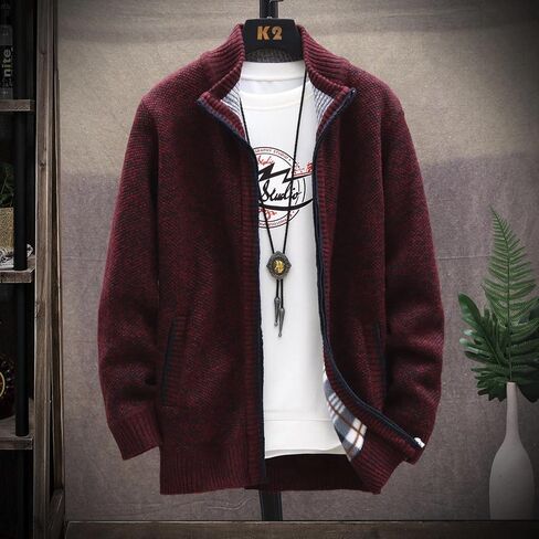 Ymosrh Winter Jackets for Men and Men's Fashion Loose Cardigan Warm Lapel Hooded Jacket Sweater Waterproof Jackets in Kuwait