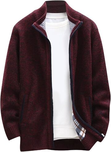 Ymosrh Winter Jackets for Men and Men's Fashion Loose Cardigan Warm Lapel Hooded Jacket Sweater Waterproof Jackets in Kuwait