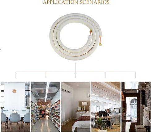 50 Ft Air Conditioning Copper Tubing Pipe Extension, 1/4" 1/2" 3/8" PE Thickened for Mini Split AC and Heating Equipment Insulated Coil Line HVAC Refrigerant with Nuts (1/4" & 1/2"* 3/8" PE WITH NUTS) in Kuwait