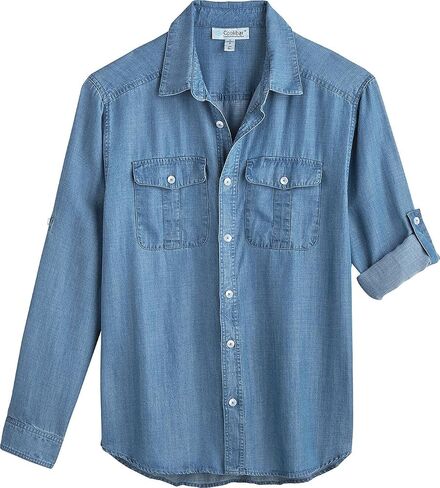 Coolibar UPF 50+ Men's Carson Chambray Shirt - Sun Protective in Saudi Arabia