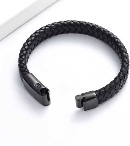 Genuine Leather Cremation Bracelet for Ashes Cremation Jewelry Keepsake Memorial Cuff Urn Bangle for Ashes Braided Leather Wristband Ashes Bracelet for Men for Women in Saudi Arabia