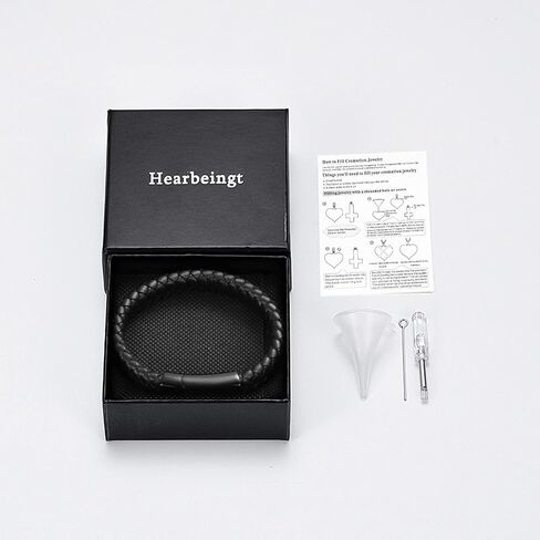 Genuine Leather Cremation Bracelet for Ashes Cremation Jewelry Keepsake Memorial Cuff Urn Bangle for Ashes Braided Leather Wristband Ashes Bracelet for Men for Women in Saudi Arabia