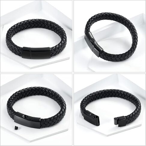 Genuine Leather Cremation Bracelet for Ashes Cremation Jewelry Keepsake Memorial Cuff Urn Bangle for Ashes Braided Leather Wristband Ashes Bracelet for Men for Women in Saudi Arabia