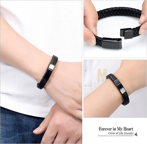 Genuine Leather Cremation Bracelet for Ashes Cremation Jewelry Keepsake Memorial Cuff Urn Bangle for Ashes Braided Leather Wristband Ashes Bracelet for Men for Women in Saudi Arabia