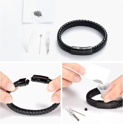 Genuine Leather Cremation Bracelet for Ashes Cremation Jewelry Keepsake Memorial Cuff Urn Bangle for Ashes Braided Leather Wristband Ashes Bracelet for Men for Women in Saudi Arabia