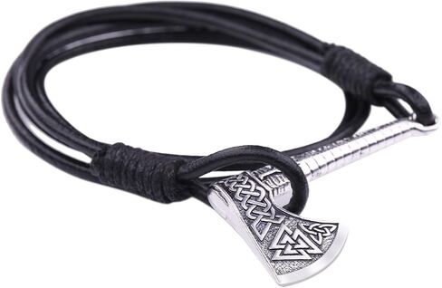 My Shape Norse Vikings Axe Amulet Wrap Bracelet Rune Bangle Nordic for Men Talisman Jewelry in Kuwait