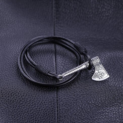 My Shape Norse Vikings Axe Amulet Wrap Bracelet Rune Bangle Nordic for Men Talisman Jewelry in Kuwait