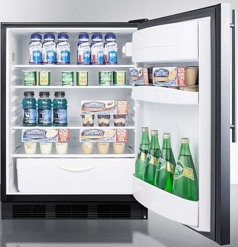 Summit Appliance FF6BKBI7SSHVADA ADA Compliant Commercial 24" Wide Built-in Undercounter All-Refrigerator for General Purpose Use with Stainless Steel Door, Thin Handle and Black Cabinet in Saudi Arabia