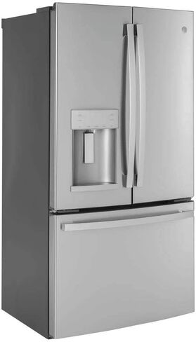 GE GYE22GYNFS 36" French Door Counter Depth Refrigerator with 22.1 cu. ft. Total Capacity Space Saving Ice Maker Showcase LED Lighting in Stainless Steel in Saudi Arabia