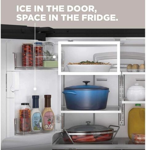 GE GYE22GYNFS 36" French Door Counter Depth Refrigerator with 22.1 cu. ft. Total Capacity Space Saving Ice Maker Showcase LED Lighting in Stainless Steel in Saudi Arabia
