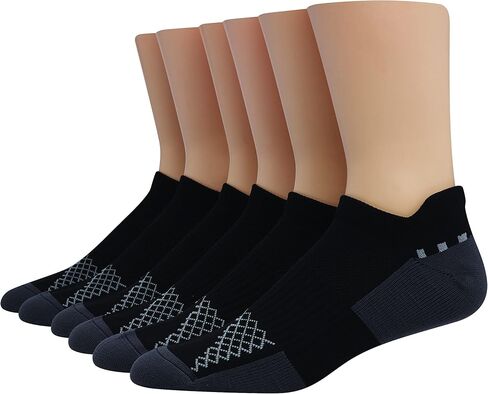 عبوة من 6 أزواج من درع الكعب X-temp للرجال من Hanes، متوفرة في جورب كبير وطويل الأداء، مقدمة كعب أسود/رمادي، 12 14 US in Kuwait