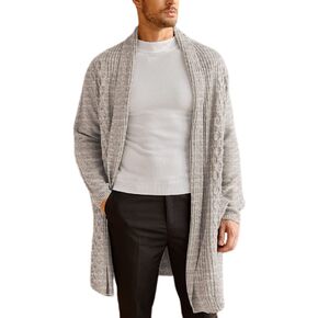 سترة صوفية طويلة بياقة شال للرجال من COOFANDY، سترة ثقيلة الوزن ومفتوحة من الأمام in Kuwait