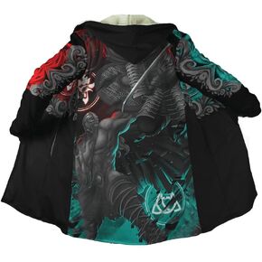 YYDSR Winter Mens Hooded Cloak Norse Mythology Viking Tattoo 3D Printing Fleece Wind Breaker(US Size) in Saudi Arabia