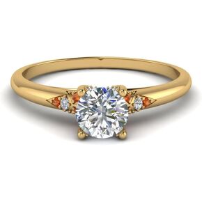 Choose Your Gemstone Petite Dome Engagement Ring Yellow Gold Plated Round Shape Petite Engagement Rings Gemstone Wedding Promise Gift Casual Wear Party Wear Daily Wear Office Wear US Size 4 to 12 in Kuwait