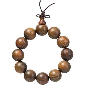 Handmade Unisex 108 Beads Natural Fragrant Green Sandalwood Wood Prayer Beads Link Wrist Meditation Decompression Bracelet Rosary Mala Necklace Chain for Men Women