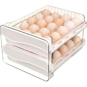 Egg Holder for Refrigerator Egg Storage Container Clear Plastic Fridge Egg Organizer with 2 Drawers 40 Grid in Saudi Arabia
