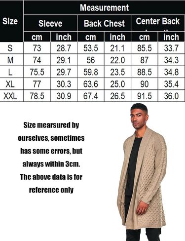سترة صوفية طويلة بياقة شال للرجال من COOFANDY، سترة ثقيلة الوزن ومفتوحة من الأمام in Kuwait