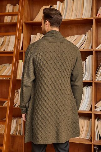 سترة صوفية طويلة بياقة شال للرجال من COOFANDY، سترة ثقيلة الوزن ومفتوحة من الأمام in Kuwait