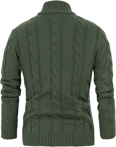 Mens Casual Stand Collar Cardigan Button Down Cable Knitted Sweater in Saudi Arabia