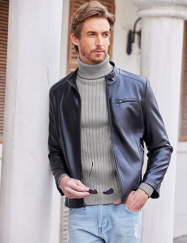 COOFANDY Men's Slim Fit Turtleneck Sweater Casual Pullover Sweater Lightweight Ribbed Sweater in Saudi Arabia