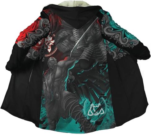 YYDSR Winter Mens Hooded Cloak Norse Mythology Viking Tattoo 3D Printing Fleece Wind Breaker(US Size) in Saudi Arabia